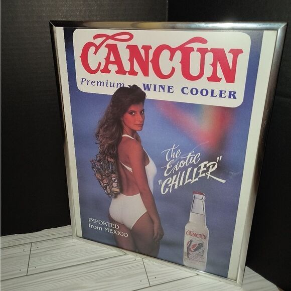 Cancun Premium Wine Cooler Bar Sign Vintage Man Cave 16in x 12in Exotic Chiller - Picture 1 of 8